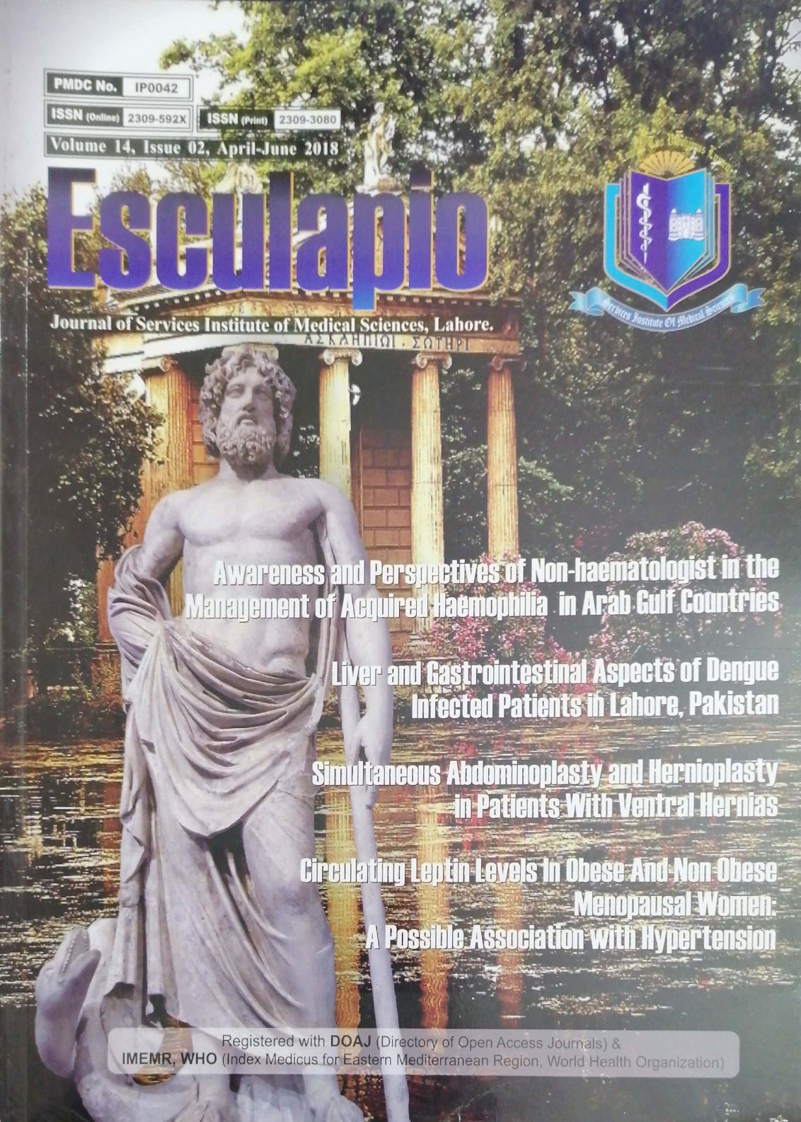 					View Vol. 14 No. 2 (2018): Esculapio Volume 14
				