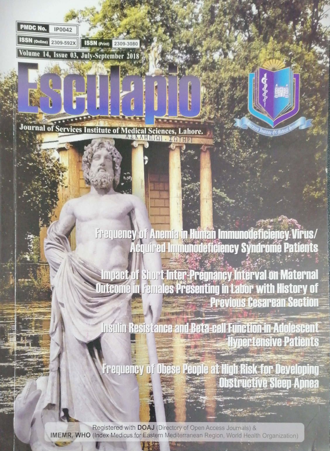 					View Vol. 14 No. 3 (2018): Esculapio Volume 14
				