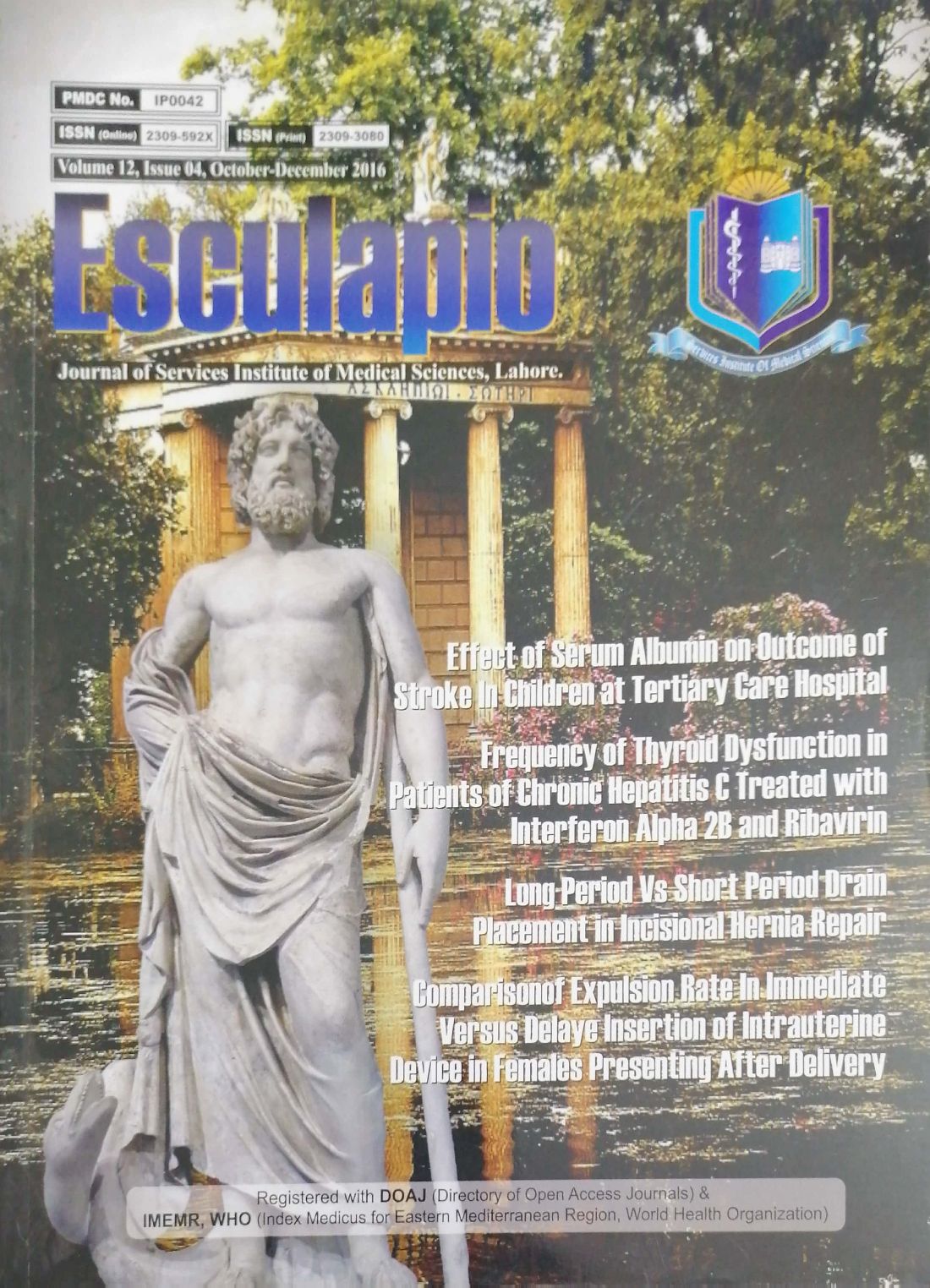					View Vol. 12 No. 4 (2016): Esculapio Volume 12
				