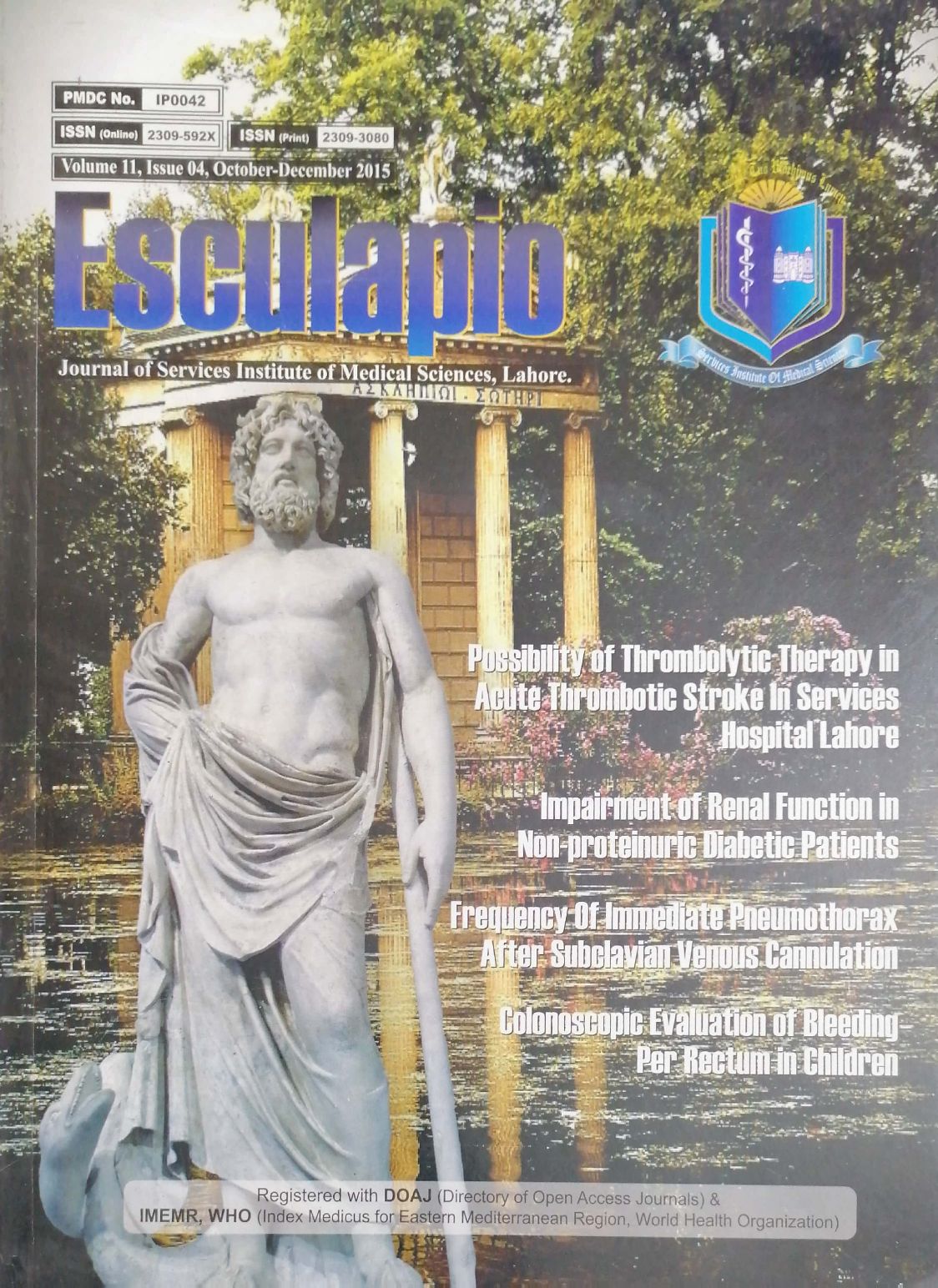 					View Vol. 11 No. 4 (2015): Esculapio Volume 11
				