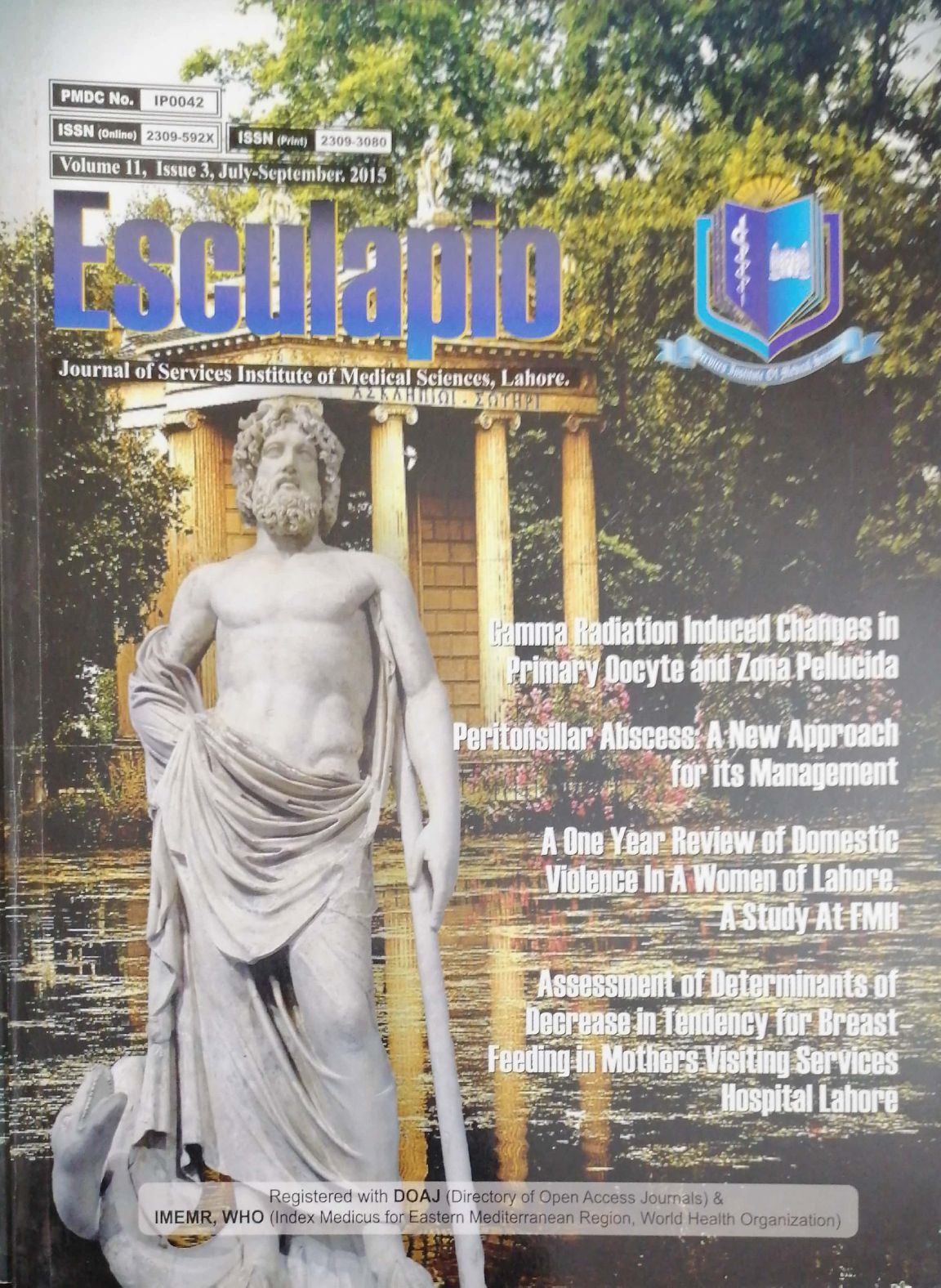 					View Vol. 11 No. 3 (2015): Esculapio Volume 11
				